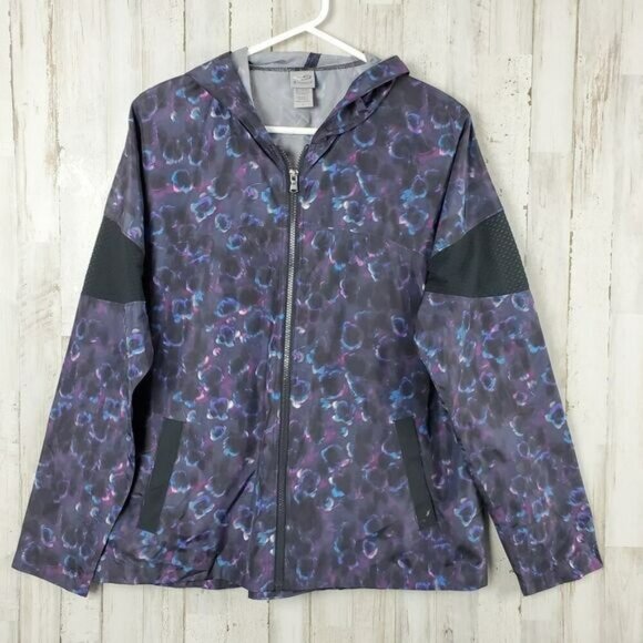 Champion Floral Zip Up Windbreaker Jacket Purple Size Large - Picture 1 of 10